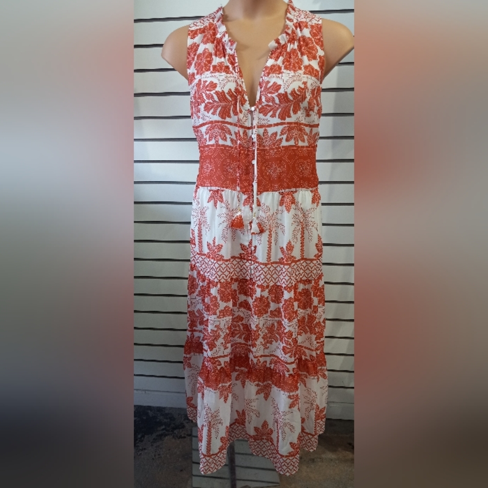Johnny Was Maelle Tiered Midi Dress Size XL